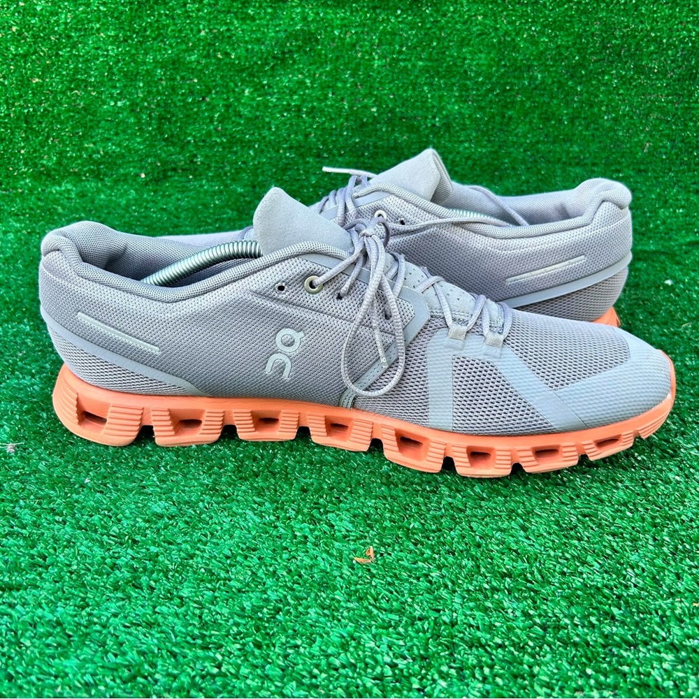 On Running Gray and Orange Athletic Shoes - Picture 5 of 9